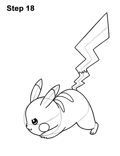 How to Draw Pikachu Pokemon Side Lightning Rod Attack Fight Battle Bold 18
