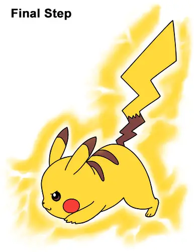 How to Draw Pikachu Pokemon Side Lightning Rod Attack Fight Battle Bold 20