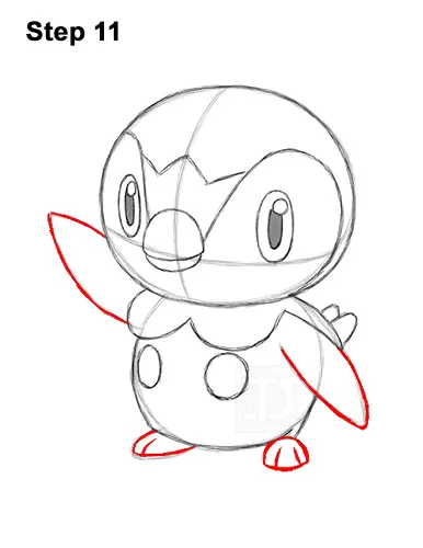 How to Draw Piplup Pokemon Full Body 11