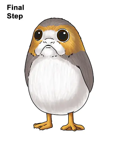 How to Draw Cute Porg Star Wars Episode VIII Last Jedi