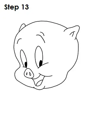 Draw Porky Pig Step 13