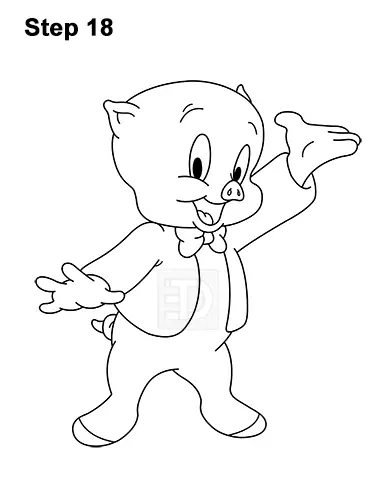 How to Draw Porky Pig Full Body Looney Tunes 18