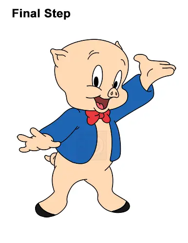 How to Draw Porky Pig Full Body Looney Tunes