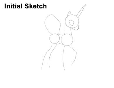 Draw Princess Celestia Initial Sketch