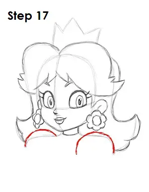 Draw Princess Daisy Step 17