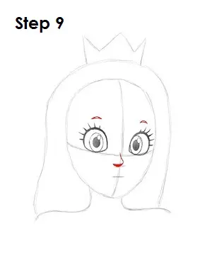Draw Princess Peach Step 9
