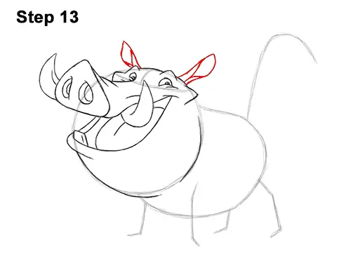 How to Draw Pumbaa Pumba Pig Warthog Lion King Disney 13