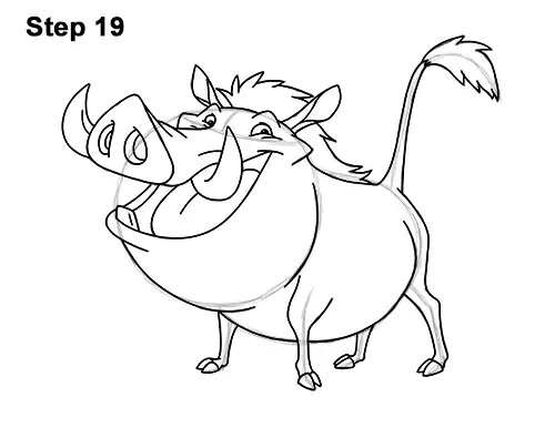 How to Draw Pumbaa Pumba Pig Warthog Lion King Disney 19