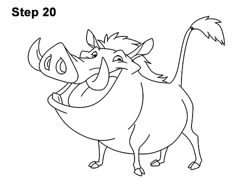 How to Draw Pumbaa Pumba Pig Warthog Lion King Disney 20