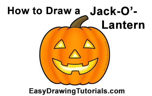 How to Draw a Halloween Pumpkin jack-o-lantern Smiling