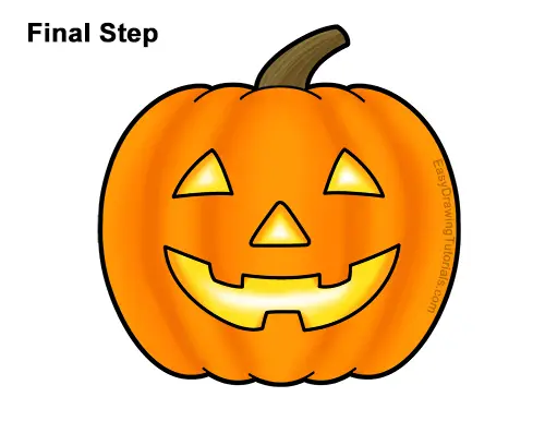 How to Draw a Halloween Pumpkin jack-o-lantern Smiling