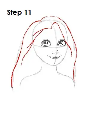 How to Draw Rapunzel Step 11