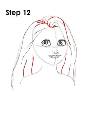 How to Draw Rapunzel Step 12
