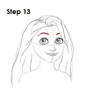 How to Draw Rapunzel Step 13