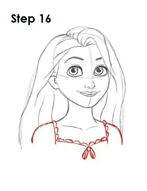 How to Draw Rapunzel Step 16