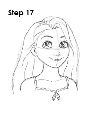 How to Draw Rapunzel Step 17