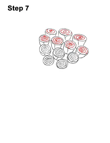 How to Draw Bouquet Dozen Roses Velentine's Day 7