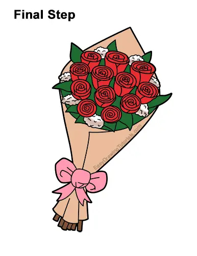 How to Draw Bouquet Dozen Roses Velentine's Day