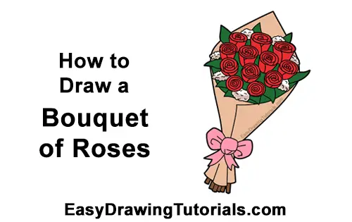 How to Draw Bouquet Dozen Roses Velentine's Day