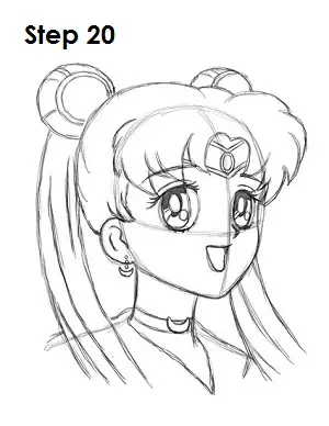  Draw Sailor Moon Step 20