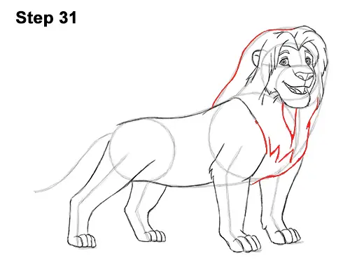 Draw Adult Grown Up Simba Lion King Disney 31