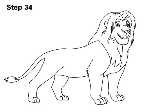 Draw Adult Grown Up Simba Lion King Disney 34