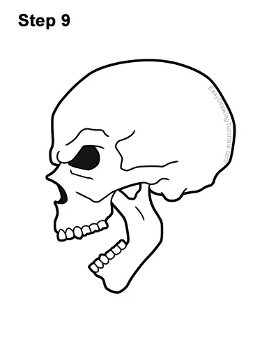 How to Draw a Scary Creepy Evil Skull Side View Halloween 9