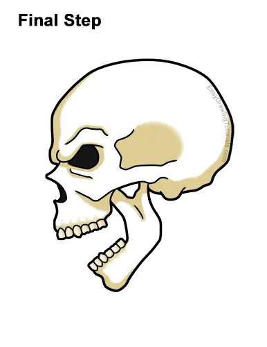How to Draw a Scary Creepy Evil Skull Side View Halloween 10