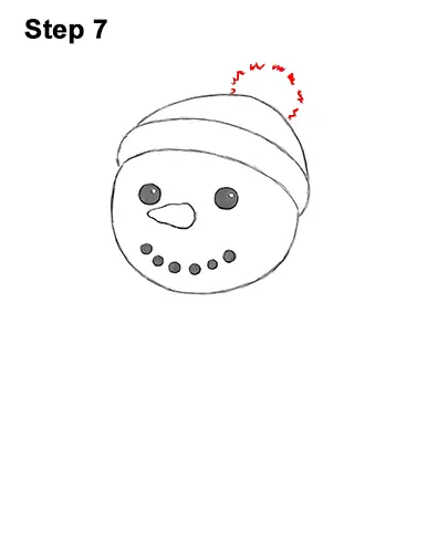 How to Draw Cute Cartoon Snowman Hat Scarf 7