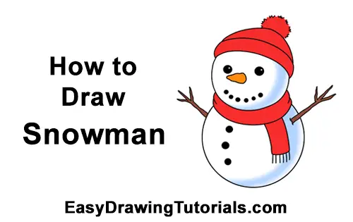 How to Draw Santa Cute Cartoon Snowman Hat Scarf