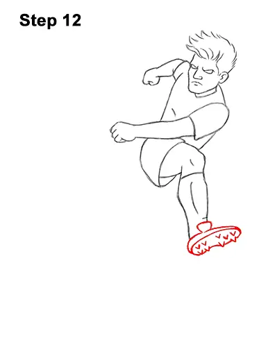 How to Draw Cartoon Soccer Football Player Kicking Ball 12