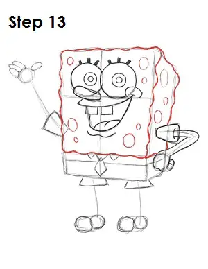 Draw SpongeBob SquarePants Step 13