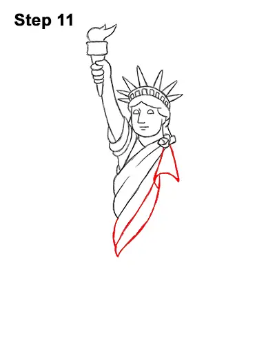 How to Draw Cartoon Statue of Liberty 11