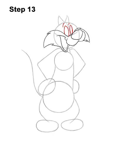 How to Draw Sylvester Cat Looney Tunes Full Body 13