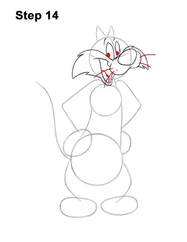 How to Draw Sylvester Cat Looney Tunes Full Body 14