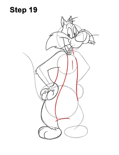 How to Draw Sylvester Cat Looney Tunes Full Body 19