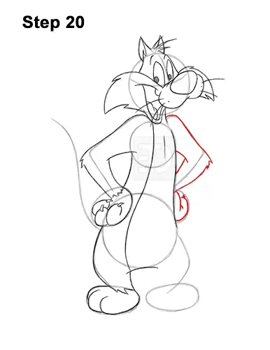 How to Draw Sylvester Cat Looney Tunes Full Body 20