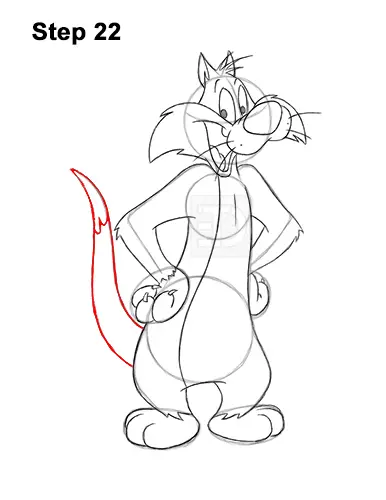 How to Draw Sylvester Cat Looney Tunes Full Body 22