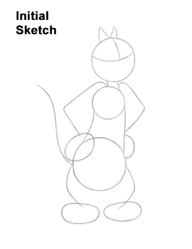 How to Draw Sylvester Cat Looney Tunes Full Body Guides Lines