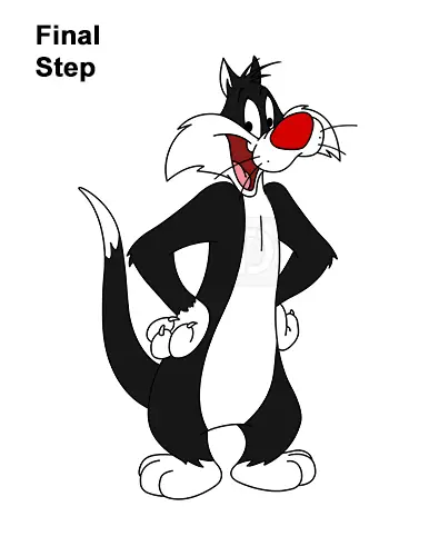 How to Draw Sylvester Cat Looney Tunes Full Body