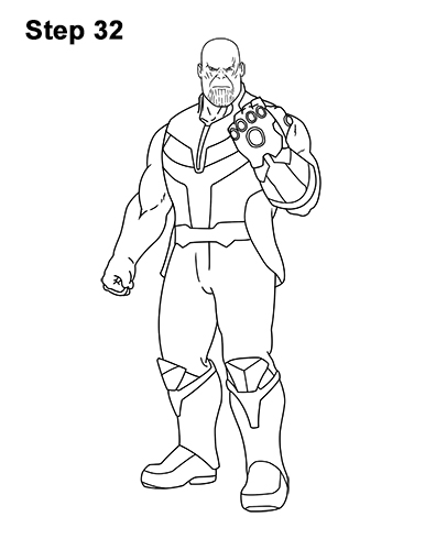 How to Draw Thanos Marvel Avengers Full Body 32
