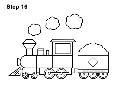 How to Draw Cartoon Choo Choo Train Locomotive 16