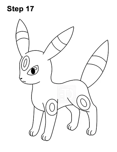 How to Draw Umbreon Pokemon 17