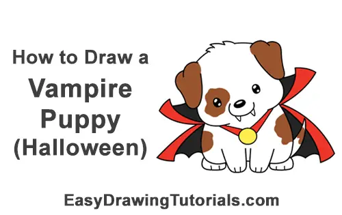 How to Draw Cute Cartoon Puppy Dog Vampire Dracula Halloween