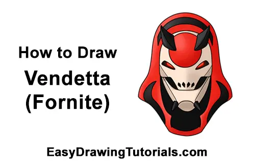 How to Draw Fortnite Vendetta Skin Mask Max Red