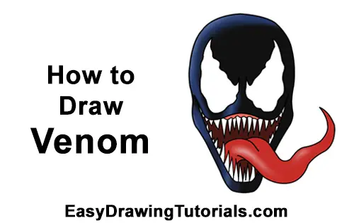 How to Draw Venom Head Spider-Man Marvel