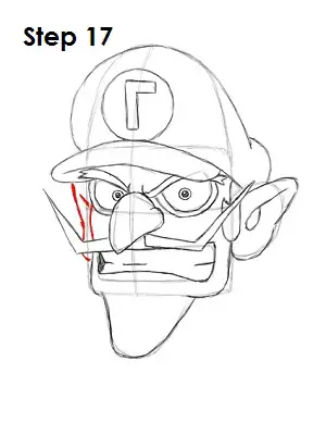 Draw Waluigi Step 17