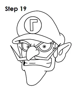 Draw Waluigi Step 19