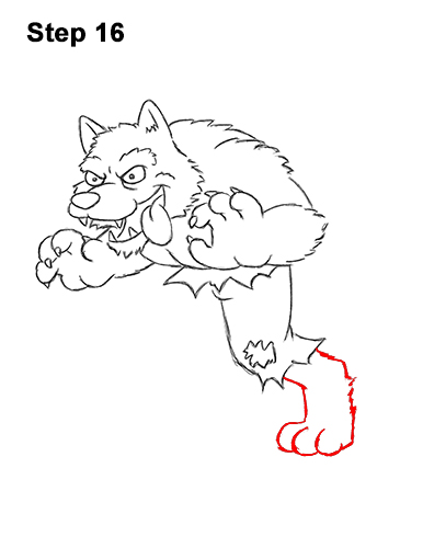 How to Draw Cartoon Werewolf Wolf Monster Halloween 16