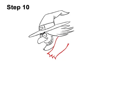 How to Draw Cartoon Witch Flying Broom Halloween 10